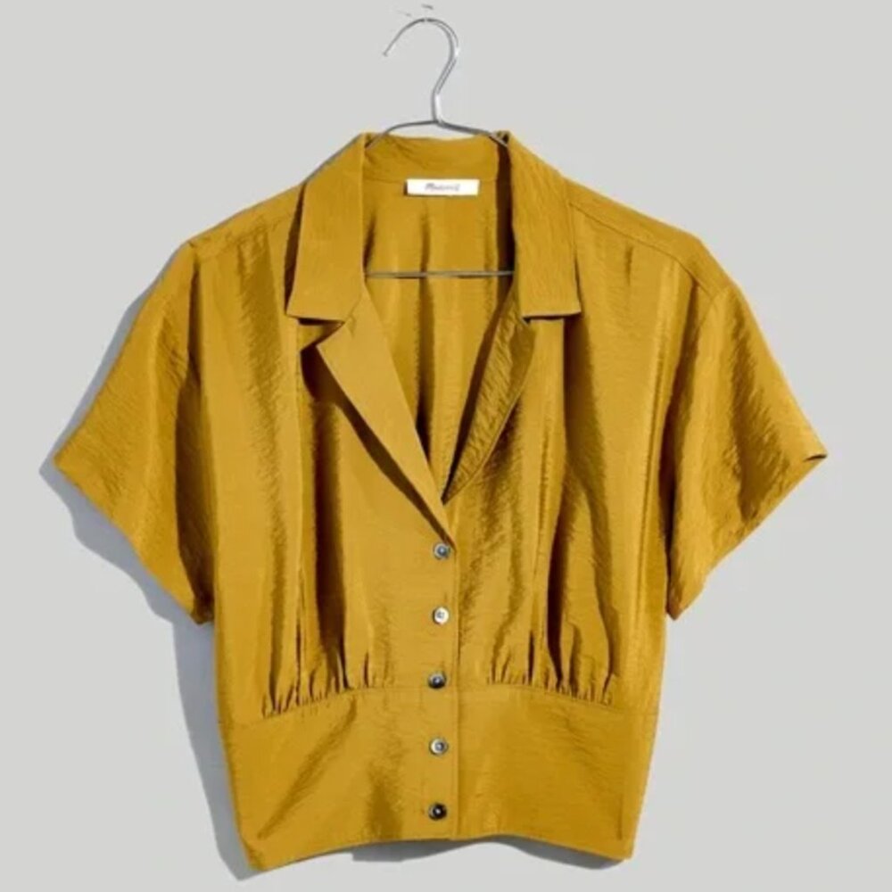 Madewell Mustard Short-Sleeve Button Front Blouse